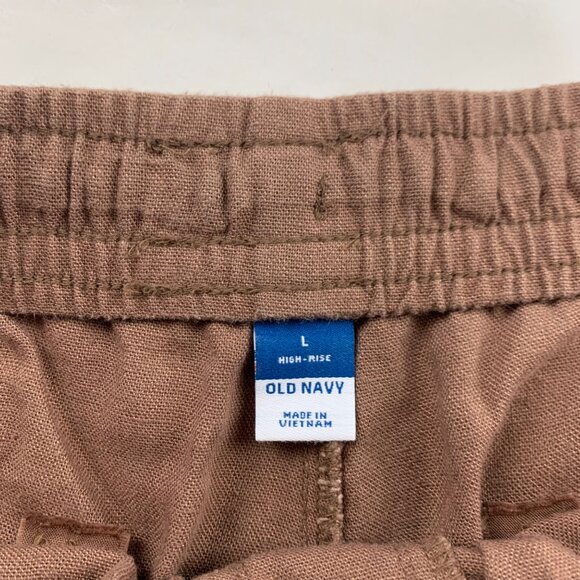 Old Navy Brown Linen Blend High Rise Pull On Shorts L - Picture 4 of 6